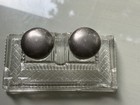 Antique Double Ink Well And Pen Holder Glass And Silver