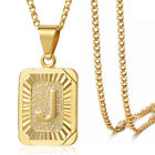 Women Men 18  Gold Filled Initial Letter Pendant Necklace Stainless Steel Chain