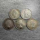 Lot Of 5 Canada Silver 25 Cents Coins Circulated 1947-1964