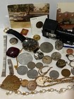 Vintage Junk Drawer Lot Planters Train Engine Watches Coins Tokens Jewelry   54