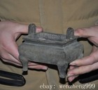 4 4 old China Ancient Dynasty Bronze Inscription Incense Burner Censer Statue