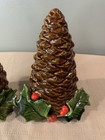 Vintage Pinecone Shape Salt And Pepper Shakers With Stoppers Christmas Holiday