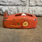 Mid Century Modern Orange Yellow Flower Power Scotch Tape Desk Dispenser