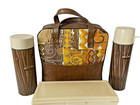 Vintage 60   s Thermos Brand Picnic Set With 2 Thermoses Sandwich Box Carrying Bag