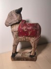 Antique Wooden Hand-carved  Hindu Nandi Bull Figurine Toy Rajasthan  India