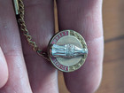 Old Coca-cola Service Pin - 1 Year Gold Red Enamel Silver Bottle Vintage