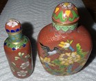 Matching Pair  2  19th Century Chinese Cloisonn   Snuff Bottles Hand Crafted