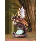 Dragon Rider Figurine Statue Fantasy Mythical Magic Medieval Fairy Led Light