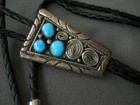 Southwestern Native American Navajo Sky-blue Turquoise Sterling Silver Bolo Tie