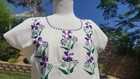 Mexican Oaxacan Emboidered Ivory  Blouse Sm Authentic Ethnic 