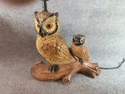 Vintage 1970s Owl Table Lamp Brown Ceramic Chalk Works Retro Woodland Light 23 