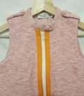Miss L Ray Knit Vest Girls Sz 10 Cotton Pink Candy Orange Stripe Zip Up
