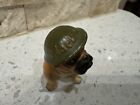 Vintage Mti Mack Truck Mascot Bulldog Figurine Wearing Green Helmet Ceramic Rare