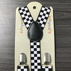Black White Checker Adjustable Clip-on Suspender For Kid s Toddlers Boys Girls 