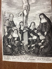 Antique Religious Engraving  Christ Cross St Francis De Sales C 1670