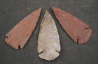 3 Bent Thin 3  Flint Arrowhead Spear Project Point Knife Blade Bb720