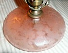 Fenton Pink Glass Lamp Vintage Etched Frosted Boudoir Pancake Style