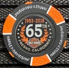 Mathews Harley-davidson   65 Year Anniversary Collectible Poker Chip Black orange