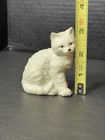 Vintage White Long Hair Cat Ceramic Figurine Statue Sweet Kitten 3    Tall