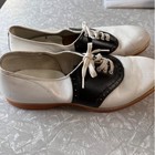 Vintage Lazy-bones Dude Ranch Saddle Shoes Black White Leather Usa 10 Rockabilly