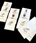 Rare Entire Set   10 Pottery Barn Embroidered Reindeer Kitchen Cloth Handtowels