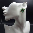 Signed Navajo Sonoran Gold Turquoise Sterling Silver Earrings Cluster Pierced