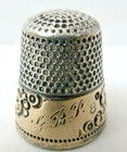 Sterling Silver Ketcham   Mcdougall Scrolled Gold Band Antique Thimble Sz 8 Mono