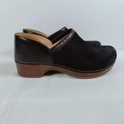Dansko Brenna Clogs Womens 38 Black Burnished Suede Comfort Wood Nursing Shoes