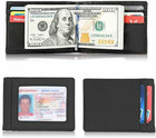 Rfid Men s Leather Slim Bifold Money Clip Wallet Front Pocket Credit Card Holder