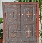 Antique Wooden Wall D  cor Window Panel Frame Original Old Fine Metal Fitted