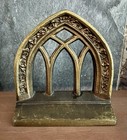 Gothic Revival Cathedral Arch Bookends Bronzed Cast Iron Vintage 1920s Pair Of 2