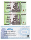 Zim Zimbabwe 50 Trillion  Aa 2008 Unc 100  Coa Genuine 2 Banknotes  Bundle  Usa