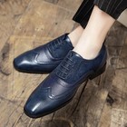 38-48 Mens Wing Tip Brogues Lace Up Formal Dress Business Wedding Shoes Splicing