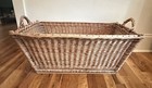 Pair Of 2 Large Antique Vintage French Hand Woven Wicker Market Laundry Baskets