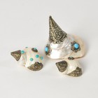 Set Of Three Decorative Shells With Brass And Bead Details