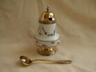 Antique French Porcelain sterling Silver Mustard Pot   Spoon late 19th Century 