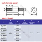 M3 Black Color Nylon Hex Column Male 6mm X M3 Female Spacer Standoff Screw Nut