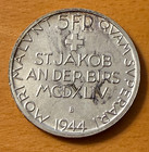 Switzerland 1944 B Silver 5 Francs Unc Battle Of St  Jakob An Der Birs