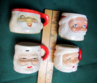 Lot Of 4 Vtg Santa Ceramic Mini Christmas Mug Different Faces Japan 1-1 2  Tall