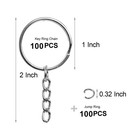 50pcs Bulk Keychains  1 Inch Key Rings And Chain 50