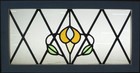 Floral Midsize Old English Leaded Stained Glass Window 25 75  X 13 5 