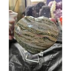 Ocean Jasper Sphere With Crystal Heart    Sea Jasper Sphere    Orbits And Pink  