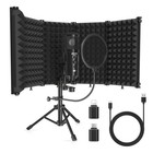Professional Studio Microphone Isolation Shield With Pop Filter   Tripod Stand -