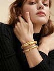8years Chunky Gold Bangle Bracelets For Women  14k Gold Plated B-gold-2pcs
