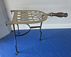 Antique Brass Iron Hearth Fireplace Trivet Standing Primitive Vintage Wood 16 
