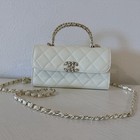 Gwp Chanel Beaute  White Top Handle Mini Bag With Chain Strap Gold Tone Hardware