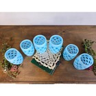 Vintage Fenton Coin Dot Set Of 6 Blue Opaalescent Drinking Cups Tumblers Glasses