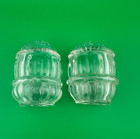 Two Vintage Glass Bird Cage Water seed Feeder Clear Glass Cups Stamped Usa
