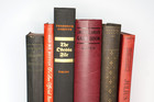 Vintage Book Lot 6 Red   Black Antique Bookshelf Decor Books Stack Prop Worn Old