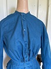 Antique Prairie Ladies Bodice Indigo Blue Cotton Blouse With Peplum Sz Xs - S